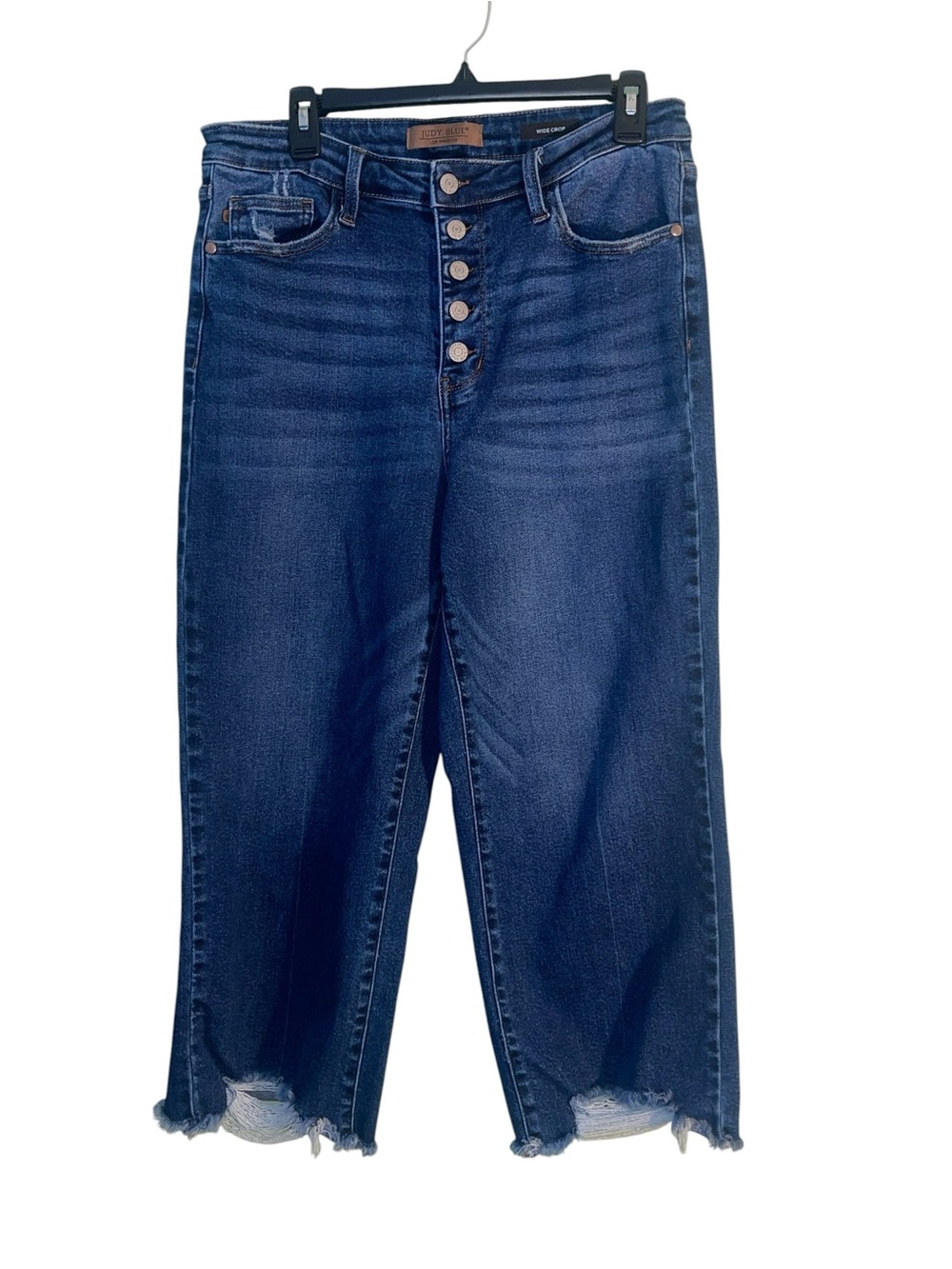 Judy Blue Dottie high rise button fly wide leg cropped jeans. Size 15/32 - Picture 6 of 12